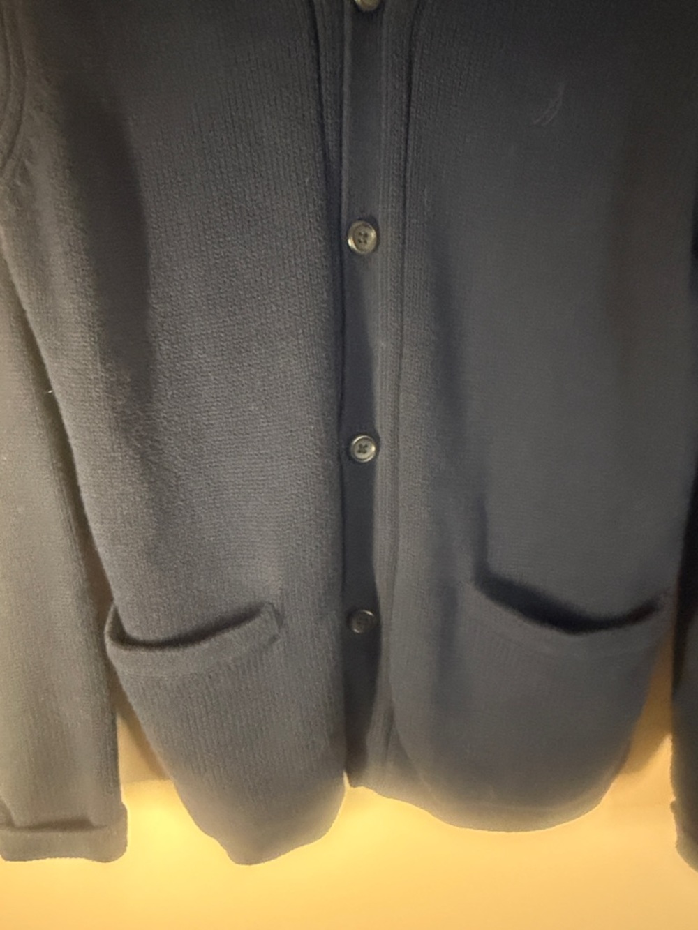 Nautica Men's Dark Blue Cotton Button-Up Cardigan Sweater - Picture 4 of 6